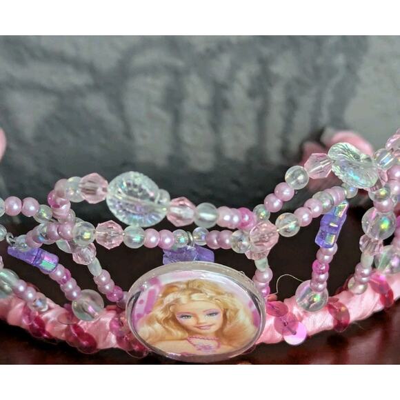 Vtg Barbie Fairytopia Elina Tiara Dress Up Costume Play Crown Pink Purple Y2k main image 5